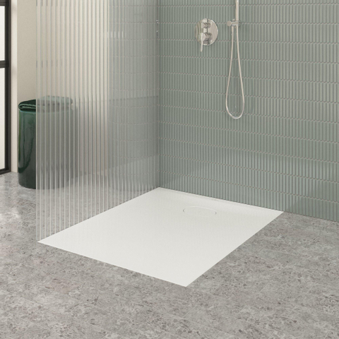 Villeroy & Boch Ecora douchebak - 100x80x3.5cm - afvoer korte zijde - white alpine (wit) SW1558948