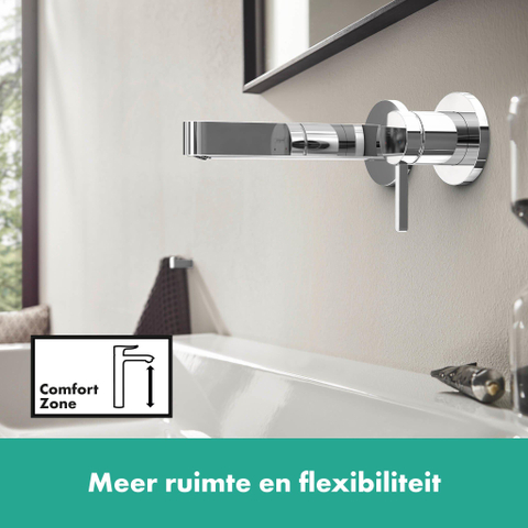 Hansgrohe Finoris 1 greeps wastafelkraan - inbouw - voorsprong 168 mm - met afvoerplug - hoogglans chroom SW651287
