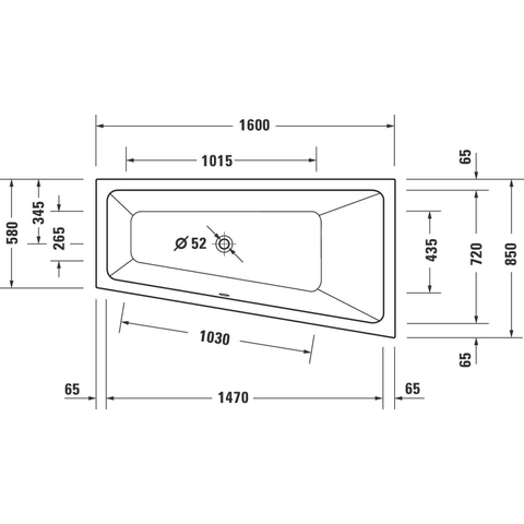 Duravit No.1 Bad offset - 160x85cm hoek rechts - wit glanzend SW723796