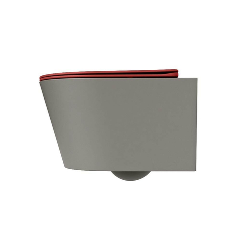 Mondiaz LAVIE hangtoilet – spoelrandloos – 36 x 53 cm – met softclose zitting – Smoke (lichtbruin), zitting Fire (rood) SW1208667