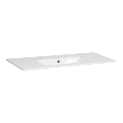 Saniclass Empoli meubelwastafel 100x46x2cm met overloop 1 wasbak midden 1 kraangat keramiek Wit SW3169