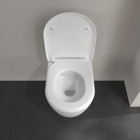 Villeroy & Boch Avento abattant de WC - SlimSeat avec couvercle avec SoftClose et QuickRelease avec charnières en inox blanc SW60338
