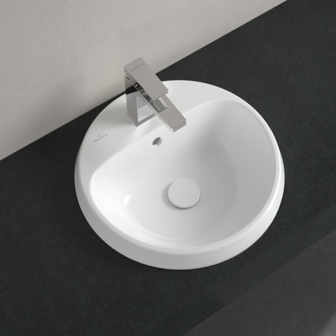 Villeroy & Boch Architectura inbouwwastafel - 45x45x17cm Rond - 1 kraangat - zonder overloopgat Ceramic - White Alpine (glans wit) SW762353