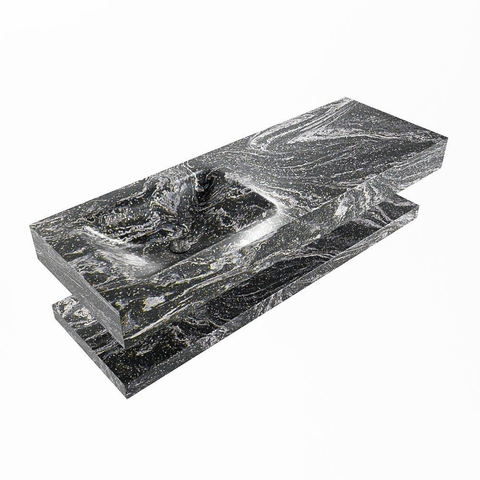 Mondiaz ALAN-DLUX Ensemble de meuble - 130cm - meuble Lava mat - 0 tiroirs - Lavabo Cloud Lava suspendu - vasque Gauche - 0 trous de robinet SW808958