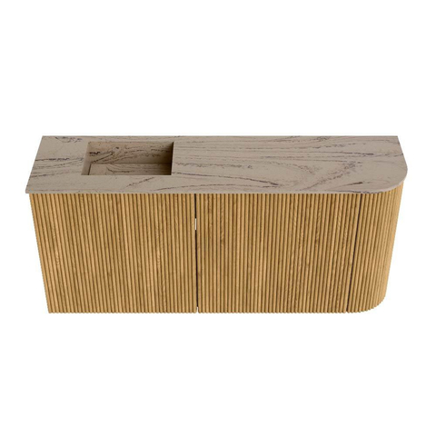 Mondiaz JOYA-DLUX Meuble de salle de bains - 91,6cm - arrondi droit couleur Chêne - Vasque FAYE position Gauche 1 trou de robinet couleur Arena SW1423890