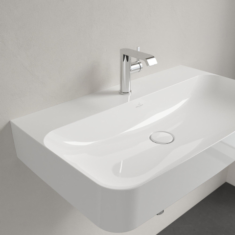 Villeroy & Boch finion wastafel - 1 kraangat - 80x47cm CeramicPlus - zonder overloop - White Alpine (glans wit) SW106480