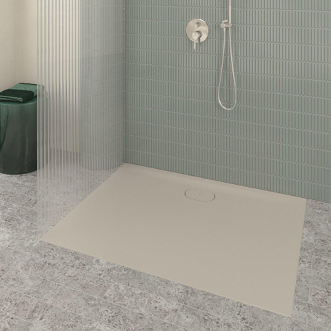 Villeroy & Boch Ecora douchebak - 120x90x3.5cm - afvoer lange zijde - almond (beige) SW1558903