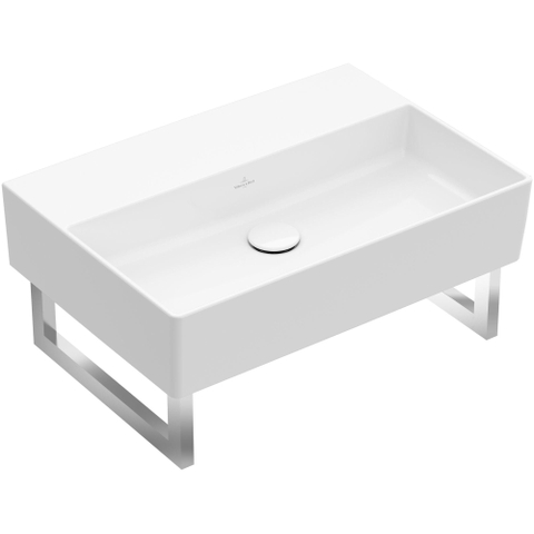 Villeroy & Boch memento 2.0 wastafel - voor handdoekhouders - 60x42cm - zonder overloop - zonder kraangat - White Alpine (glans wit) SW358407