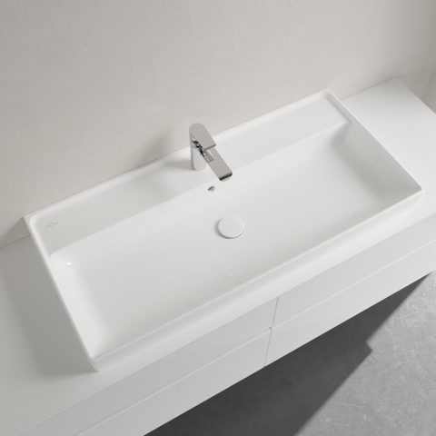 Villeroy & Boch Collaro meubelwastafel - 100x47cm - met overloop - 1 kraangat CeramicPlus - White Alpine (glans wit) SW358336
