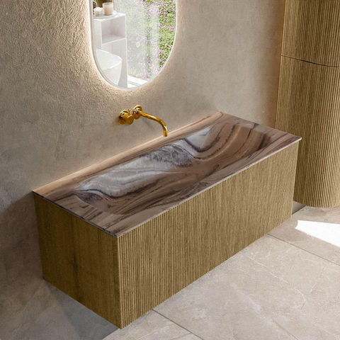 MONDIAZ KURVE-DLUX 110cm badmeubel kleur Dusk met 1 lade en 0 deuren. Wastafel BIG MEDIUM Midden zonder kraangat Sombra. SW1433861