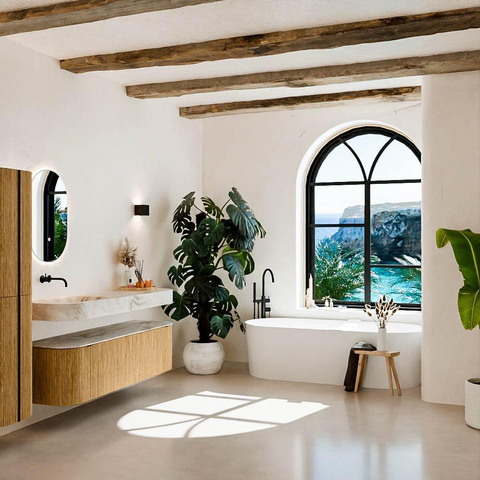 MONDIAZ THOR-DLUX 160cm badmeubel ronding links + rechts kleur Oak met 1 lade en 2 deuren. Vrijhangende wastafel CLOUD Links zonder kraangat kleur Frappe. SW1464957