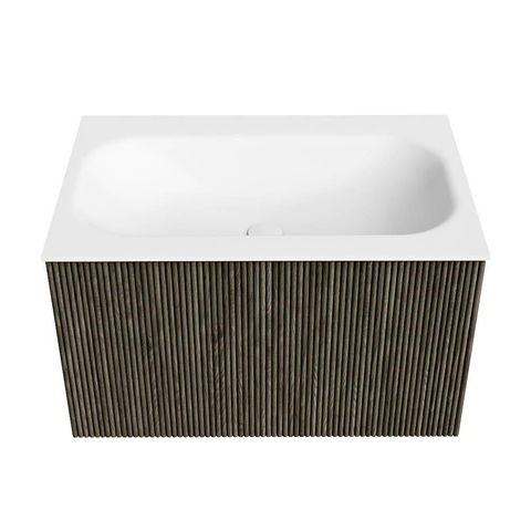 Mondiaz KURVE Badkamermeubelset - 70x46x40cm - 1 lade - wastafel solid surface - midden - zonder kraangat - Shadow SW1414209