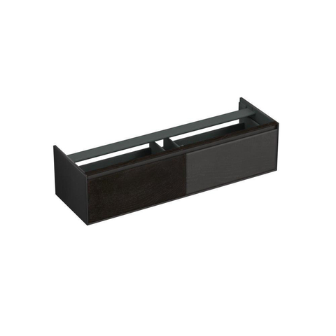Forzalaqua Reno 2.0 meuble sous-lavabo 160x51x40cm avec 2 tiroirs push-to-open sans poignées Chêne massif Black oiled SW492385