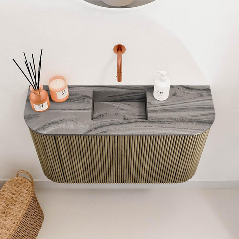 Mondiaz JOYA-DLUX 73.2cm toiletmeubel - ronding links en rechts kleur Dusk - Wastafel FAYE positie Midden Zonder kraangat kleur Sombra. SW1426179