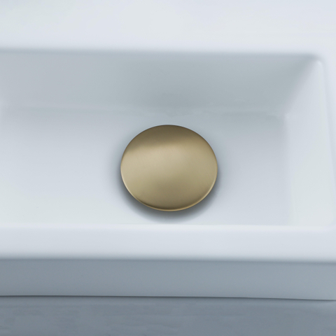 QeramiQ Fuente fonteinset – 37.5x18.5x9 cm – keramiek wit mat – kraangat links – geborsteld gouden kraan SW1232753
