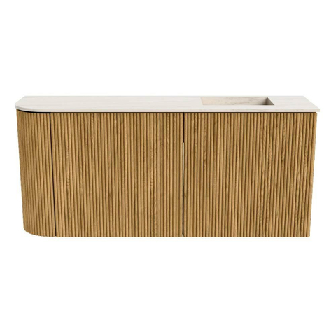 Mondiaz JOYA-DLUX 91.6cm toiletmeubel - ronding links kleur Oak - Wastafel FAYE positie Rechts 1 kraangat kleur Meli. SW1426236