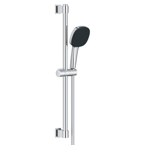 GROHE Vitalio Comfort 110 Ensemble barre de douche - 60cm - douchette à main carrée - 2 types de jets - flexible de douche lisse - chrome SW1028271