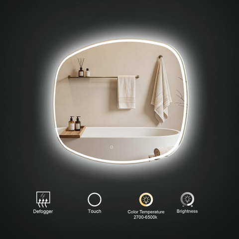 Arcqua Fjord spiegel - 120x75cm - ovaal - met led verlichting - met verwarming SW1601599