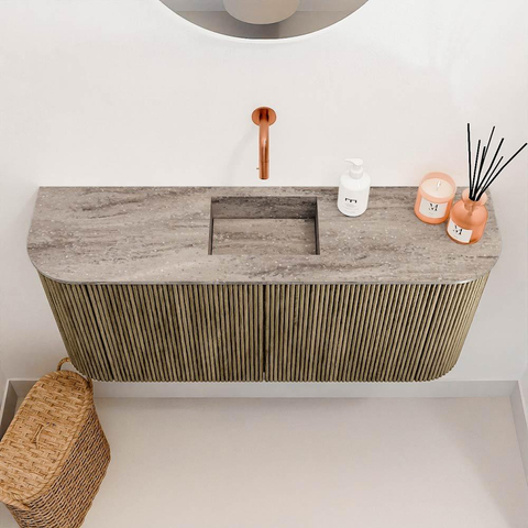 Mondiaz JOYA-DLUX 93.2cm toiletmeubel - ronding links en rechts kleur Dusk - Wastafel FAYE positie Midden Zonder kraangat kleur Oza. SW1426025