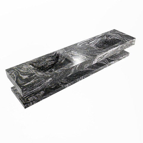 MONDIAZ ALAN - DLUX Badkamermeubelset - 200cm - planchet - Lava - vrijhangende wastafel - 2 wasbakken - 0 kraangaten - Lava SW809312