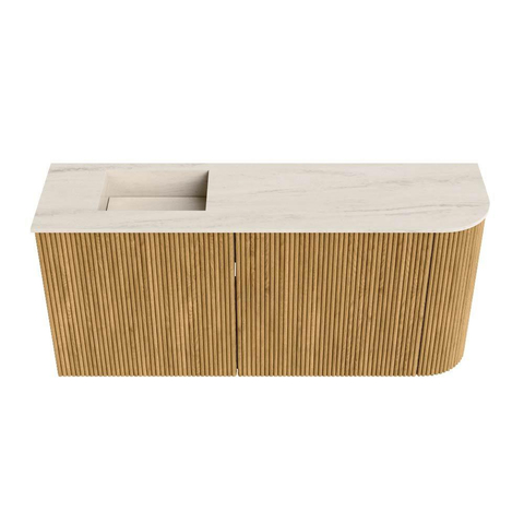 Mondiaz JOYA-DLUX 91.6cm toiletmeubel - ronding rechts kleur Oak - Wastafel FAYE positie Links Zonder kraangat kleur Meli. SW1423987