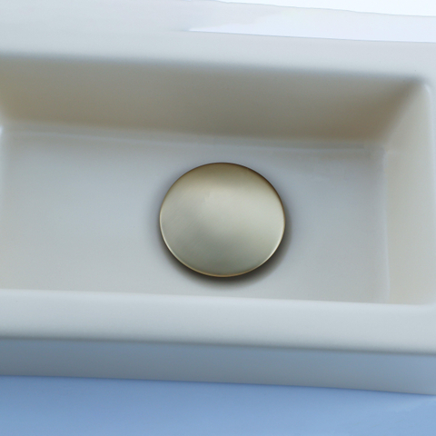 QeramiQ Fuente fonteinset – 37.5x18.5x9 cm – keramiek beige – kraangat links – geborsteld gouden kraan SW1232757