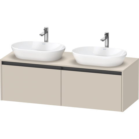 Duravit Ketho.2 Wastafelonderbouwkast - inclusief consoleplaat - met 2 laden - voor dubbele waskommen - 140x55x45.9cm - met handgrepen antraciet - taupe supermat SW773135