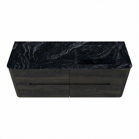 Mondiaz CIRO-DLUX Meuble de salle de bains complet - 130x45x50cm - Plan vasque solid surface Lava - 1 lavabo à droite - sans trous de robinet - 4 tiroirs - Shadow SW1532274