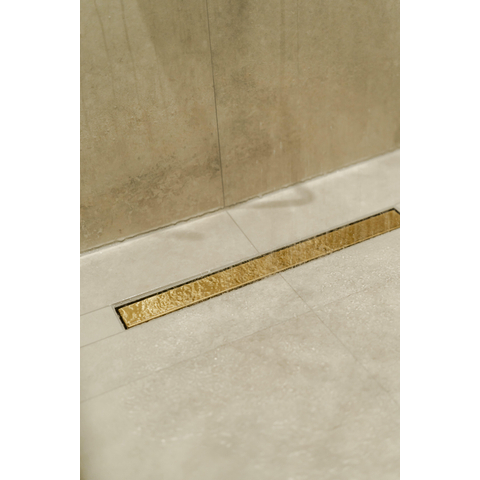 FugaFlow Eccelente Caniveau de douche Anta - 60cm - grille à carreaux - bride de sol - Laiton brossé PVD (Or) SW1467918