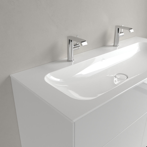 Villeroy & Boch finion meubelwastafel - met 2 kraangaten - 120x50cm CeramicPlus - zonder overloop - White Alpine (glans wit) SW106532