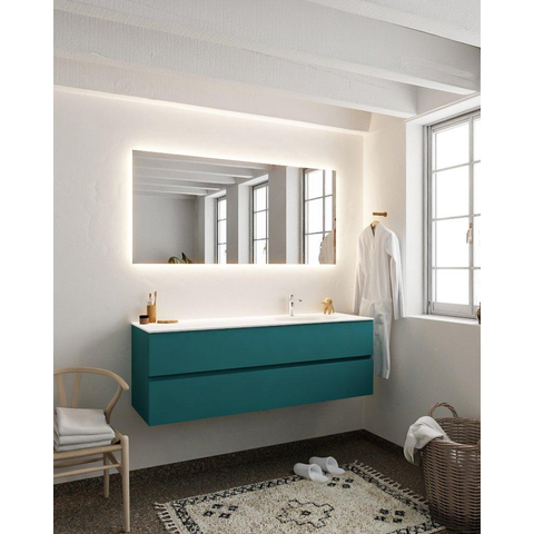 ENSEMBLE DE MEUBLE MONDIAZ VICA - 150 cm - 2 tiroirs - lavabo Moon à droite - 1 trou de robinet - solid surface smag SW411281