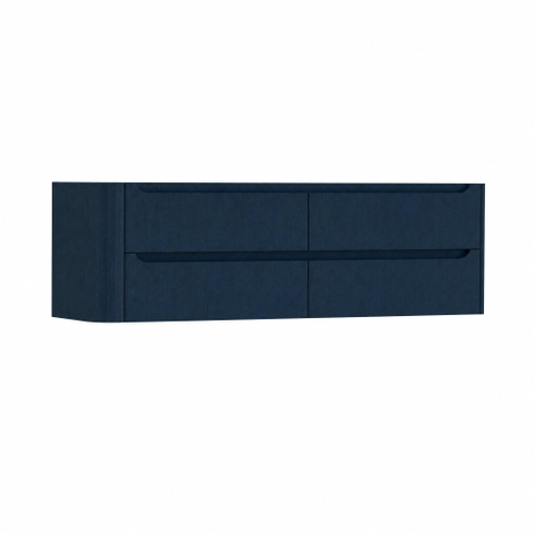 H&R Badmeubelen Juice Meuble sous-vasque - 160x45x50cm - angle gauche arrondi - 4 tiroirs - poignée intégrée - chêne bleu SW1490820