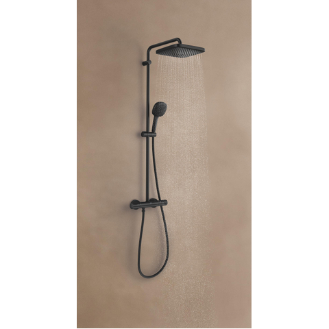 Grohe Vitalio Comfort 250 QuickFix Regendoucheset - 25cm - hoofddouche - vierkante handdouche - 2 straalsoorten - met douchethermostaat - matte black (mat zwart) SW1126675
