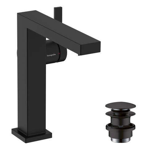 Hansgrohe Tecturis E 1 greeps wastafelkraan - 150 Fine - coolstart - met PushOpen - waste set - mat zwart SW918603