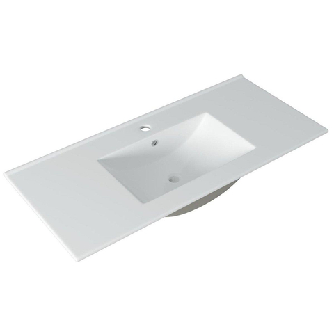 Saniclass Chaci Badkamermeubelset - 100x46x55cm - keramische wastafel wit - 1 wasbak - 1 kraangat - 2 lades - noten (hout) SHOWROOMMODEL SHOW26790
