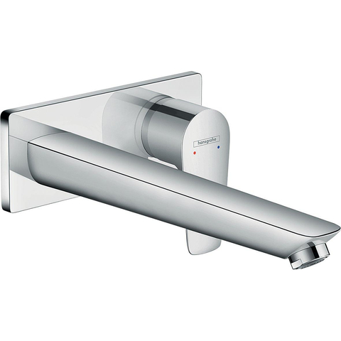 Hansgrohe Talis e Eengreeps wastafelmengkraan - afbouwdeel - voor wandmontage plaat - voorsprong 225 mm en PushOpen - afvoerplug - hoogglans chroom SW28990