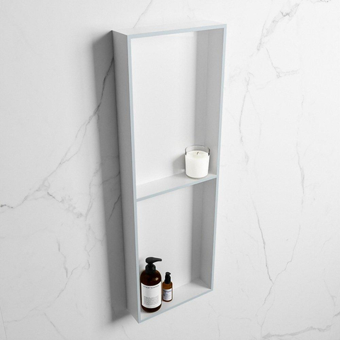 Mondiaz Easy nis 29.5x149.5x8cm voor Inbouw/opbouw 2 open vakken Solid surface Talc/Clay SW643829