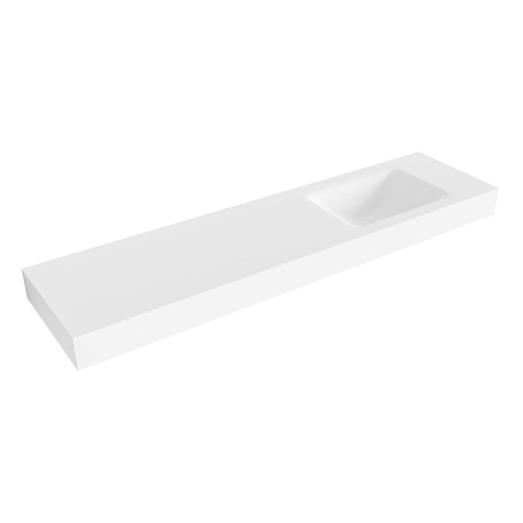 Mondiaz CLOUD Talc Lavabo suspendu - 180cm - lavabo à droite - bord 12cm - Solid Surface Talc SW433665