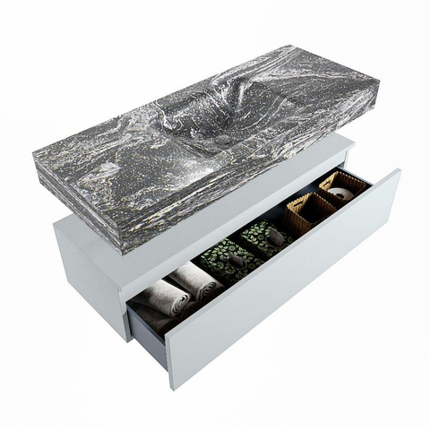 MONDIAZ ALAN - DLUX Badkamermeubelset - 120cm - onderkast - Clay - 1 lade - vrijhangende wastafel - wasbak midden - 1 kraangat - Lava SW808578