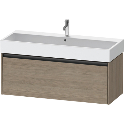 Duravit Ketho.2 Wastafelonderbouwkast - met 1 lade - voor enkele wastafel - 118.4x46x44cm - met greep antraciet - eiken terra mat SW773021