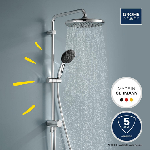 Grohe Vitalio Start 250 Flex Douchesysteem - met omstelkraan - wandmontage - hoofddouche 2 straalsoorten - handdouche 2 straalsoorten - chroom SW1028077