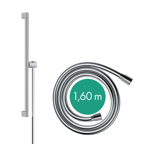 Hansgrohe Unica Glijstang S Puro - 65 cm - met easy slide schuifstuk en isiflex - doucheslang - 160 cm - hoogglans chroom SW918098