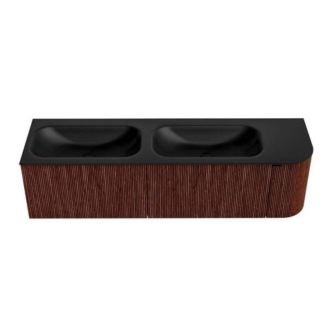 Mondiaz KURVE Badkamermeubelset - 165x46x40cm - 2 lade - 1 deur - wastafel solid surface - dubbel / links - 2 kraangaten - Ruby SW1415379