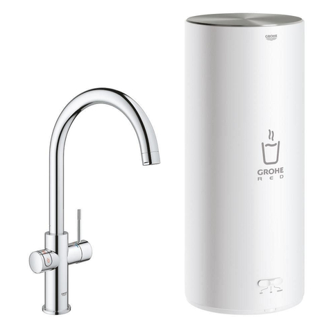 GROHE Red New Robinet d'eau bouillante 3-en-1 avec bec C et chauffe-eau L-size Chrome SW108060