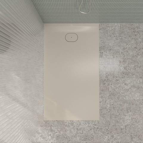 Villeroy & Boch Ecora douchebak - 140x80x3.5cm - afvoer korte zijde - almond (beige) SW1558941
