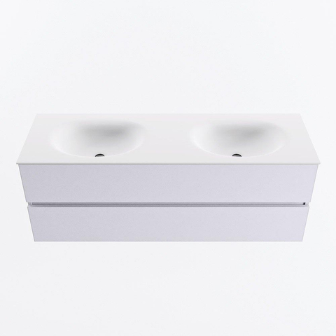 Mondiaz VICA Ensemble meuble de salle de bains - 140cm - cale - 2 tiroirs - Lavabo MOON - double 2 trous de robinet - couleur talc - version XL 60cm de hauteur SW1189244