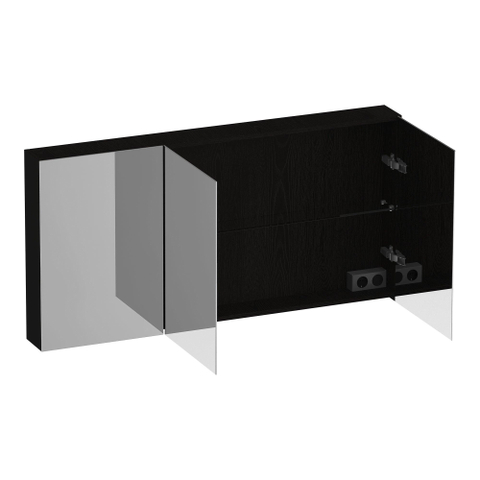 BRAUER Impress spiegelkast – 139x70x15 cm – 3 deuren, dubbelzijdige spiegeldeuren – Timber Black SW1199008