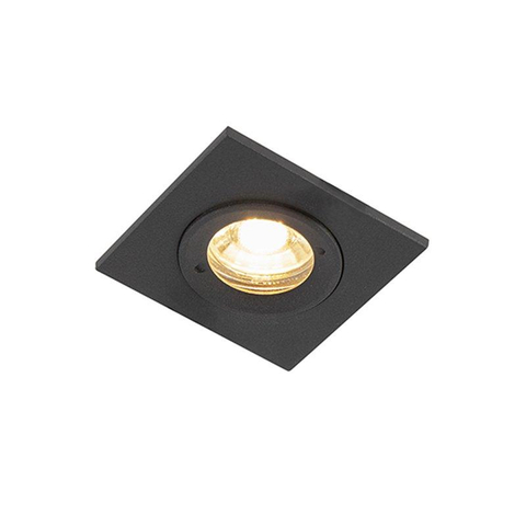 QAZQA Xena spot encastré - ensemble de 4 - 8x8cm - IP44 - carré - noir mat SW1210195