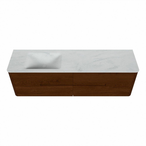 Mondiaz CIRO-DLUX Ensemble de meubles de salle de bains - 170x45x50cm - Plan vasque solid surface Opalo - 1 lavabo à gauche - 1 trou de robinet - 4 tiroirs - Ruby SW1531525