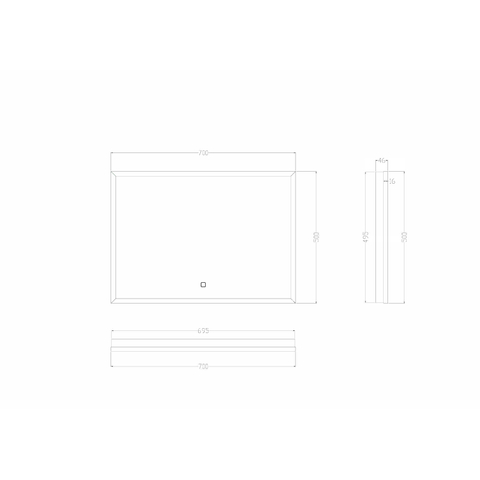 Wiesbaden Avi Spiegel rechthoek - met LED dimbaar en spiegelverwarming - 70x50cm - mat zwart SW373496